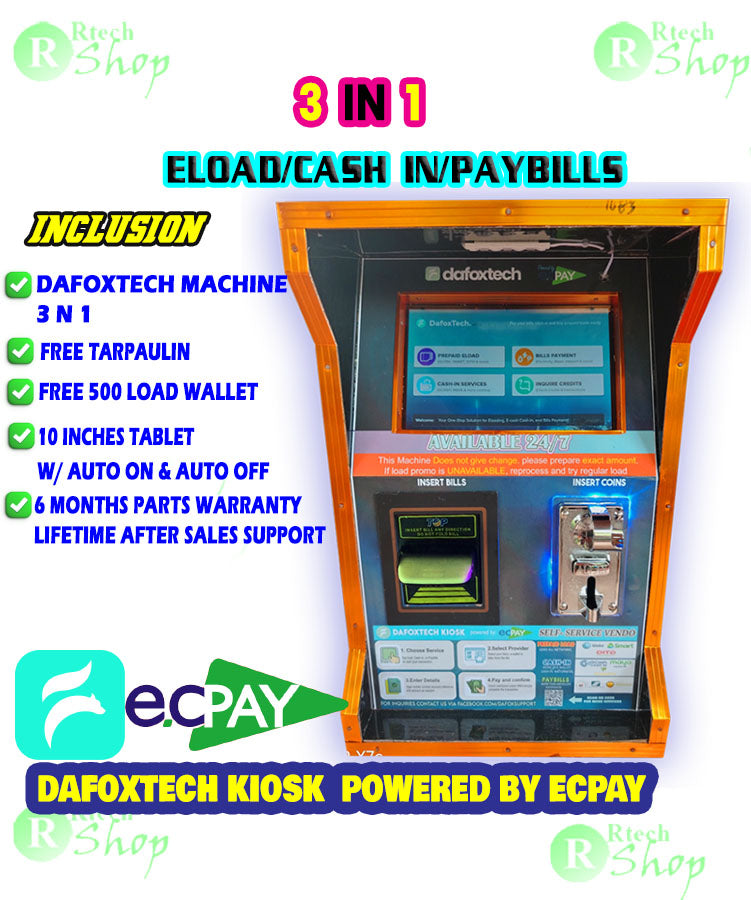 DAFOXTECH KIOSK (POWERED BY ECPAY)W/ ELOAD/CASHIN/PAYBILLS (TABLE TOP TYPE)