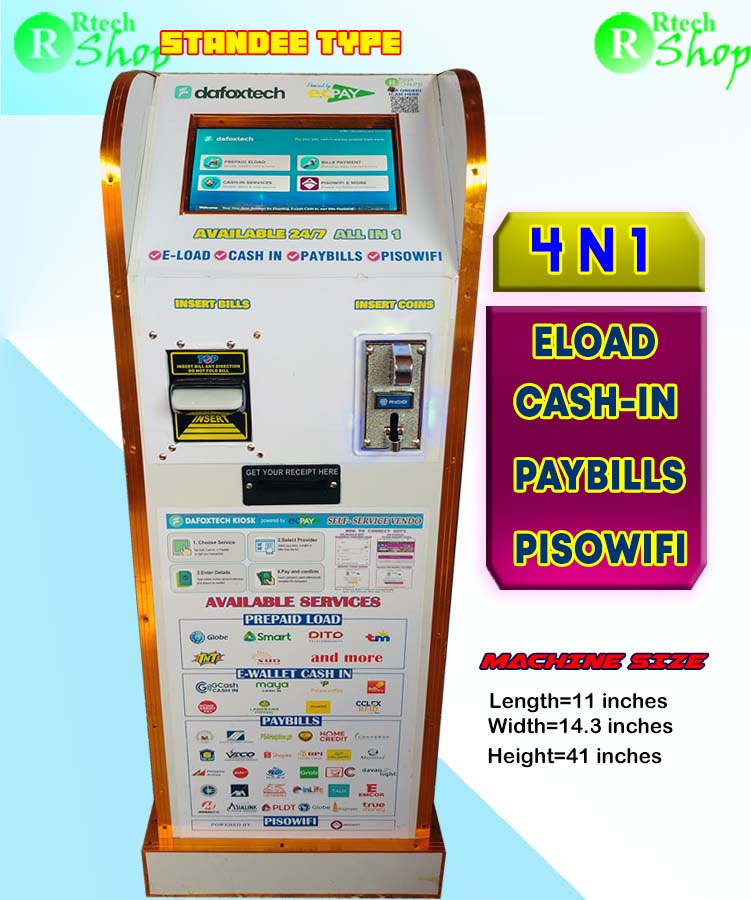DAFOXTECH KIOSK STANDEE VERSION (4n1 )-Eload-Cashin-Paybills-&Pisowifi