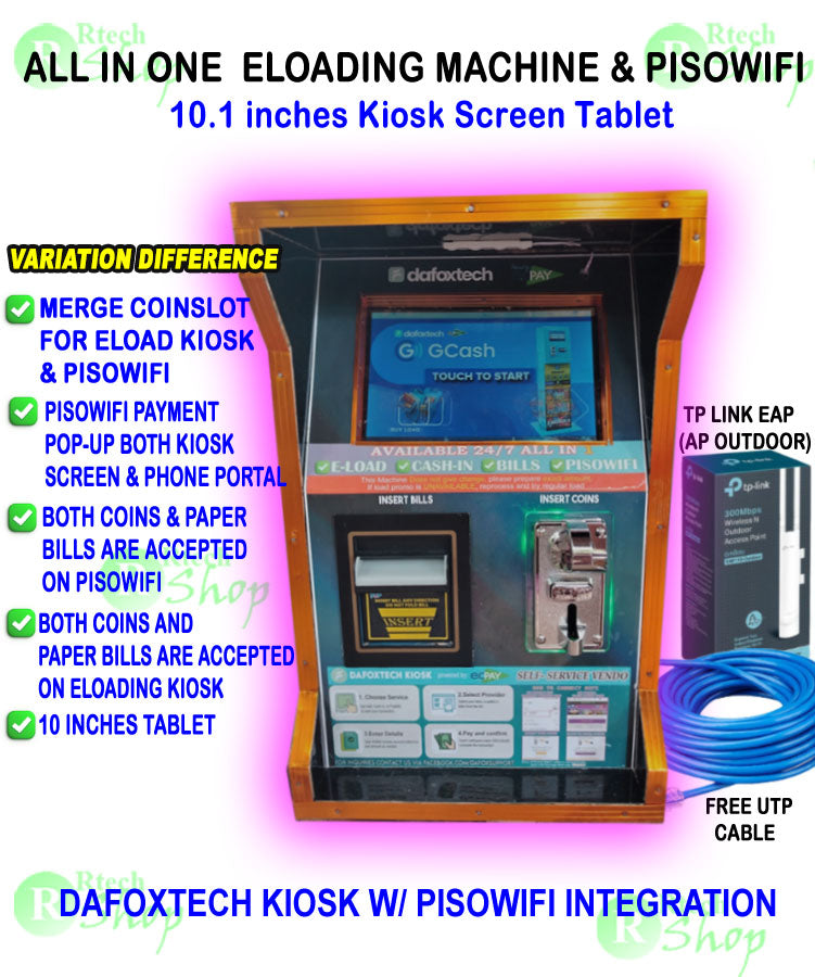 DAFOXTECH KIOSK ELOAD&GCASH IN W/ PISOWIFI VENDO(KIOSK TYPE ELOAD) -ALL IN ONE