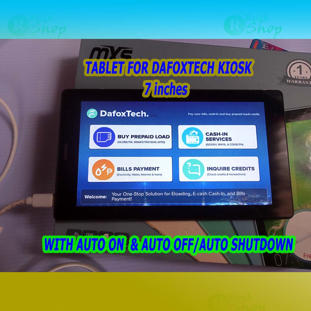 Tablet for Dafoxtech w/ pre installed fox apps- with auto on when plugin & auto off when unplug