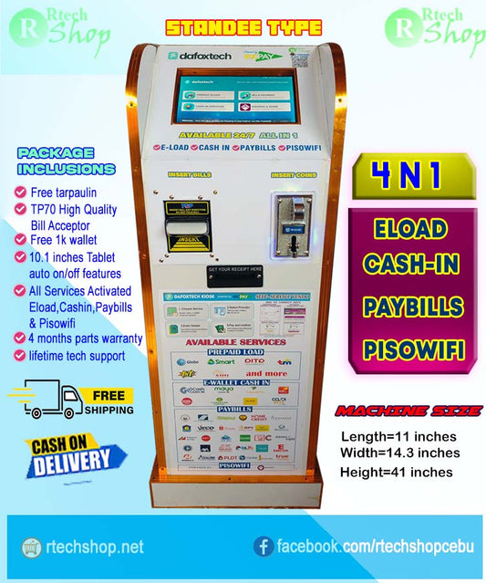 DAFOXTECH KIOSK STANDEE VERSION (4n1 )-Eload-Cashin-Paybills-&Pisowifi